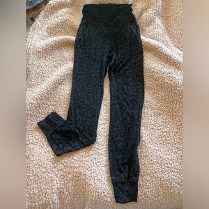 Cheetah print lululemon joggers.